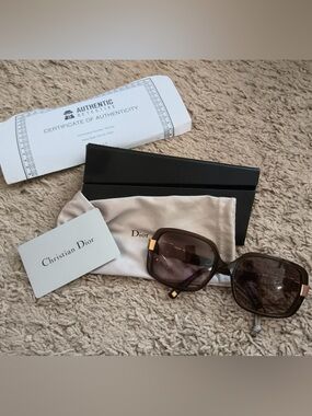 Authentic Christian Dior Brown Gradient Square Sunglasses with COA